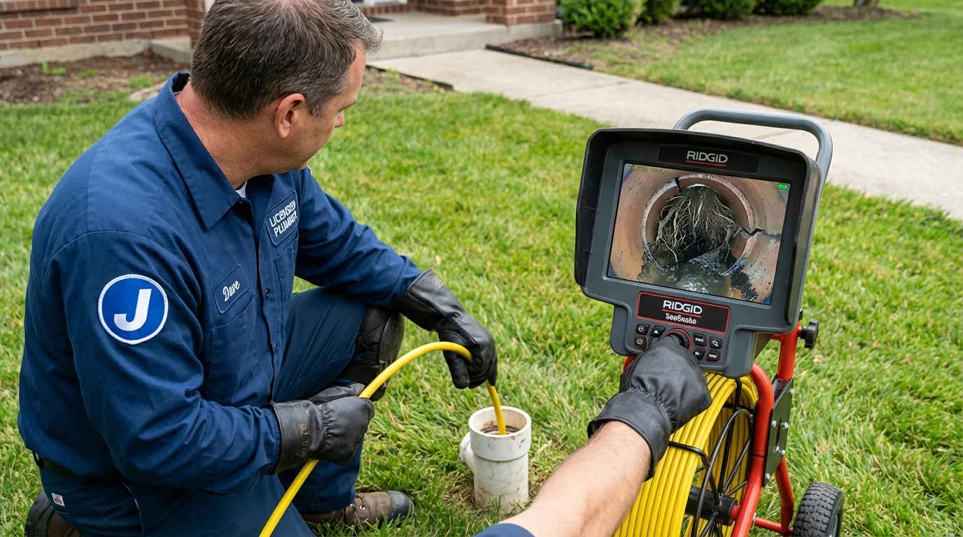 Sewer camera inspection being performed by Johns Plumbing LLC in Rosedale