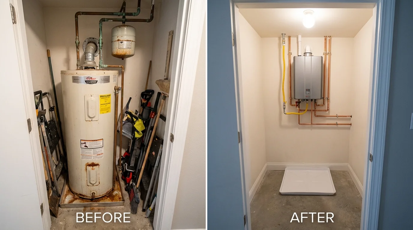 Tank water heater versus wall-mounted tankless unit comparison for Rosedale, NY homeowners