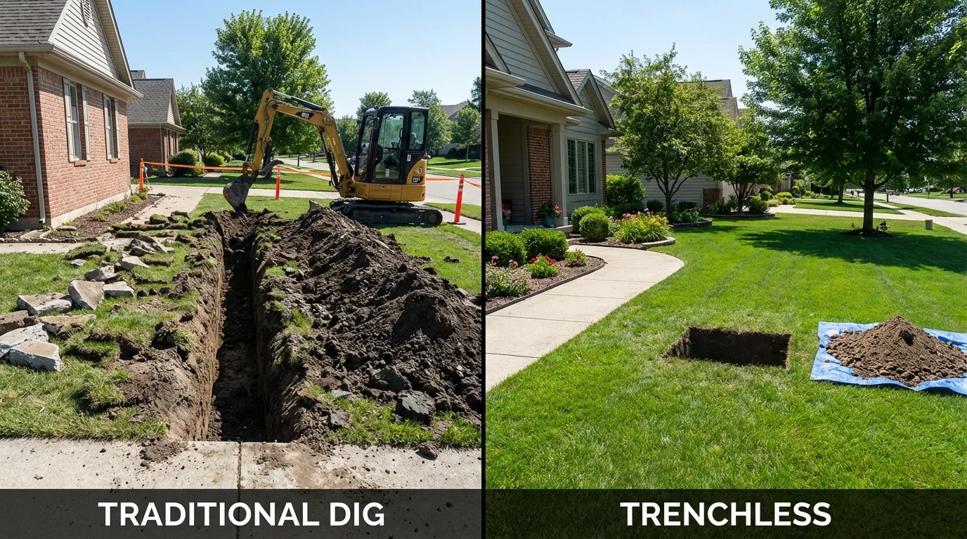 Trenchless sewer repair with minimal yard damage versus traditional excavation in Rosedale, NY